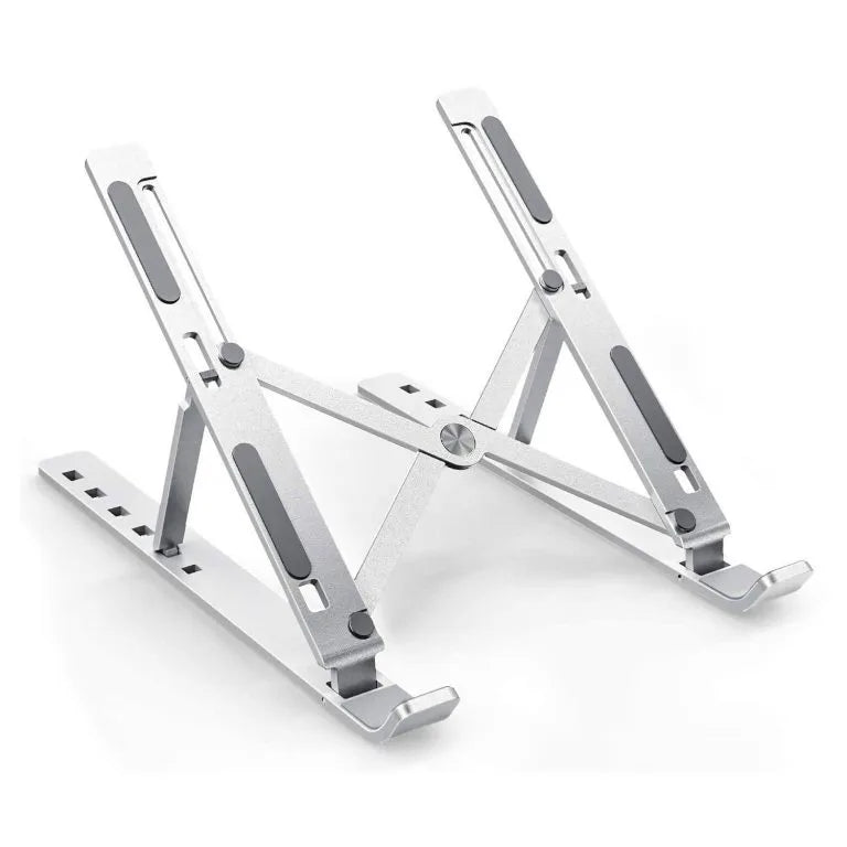 Portable Foldable Laptop Stand – Adjustable Aluminum Metal Stand with Anti-Slip Rubber Grips Ergonomic Folding Laptop Holder