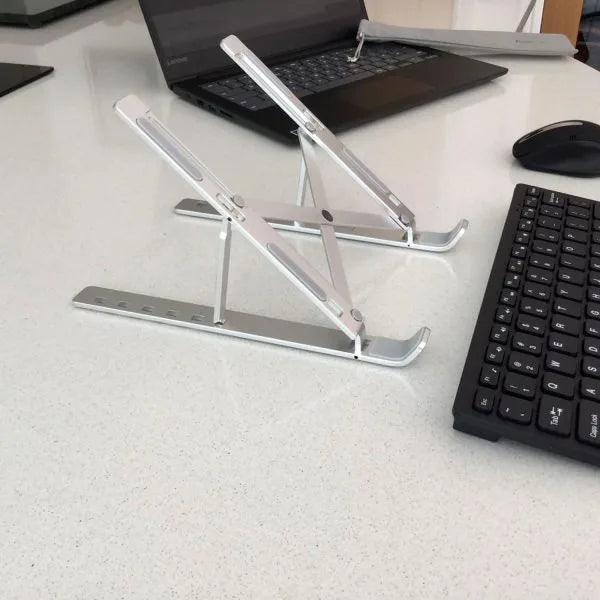 Portable Foldable Laptop Stand – Adjustable Aluminum Metal Stand with Anti-Slip Rubber Grips Ergonomic Folding Laptop Holder