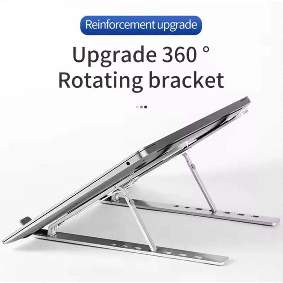 Portable Foldable Laptop Stand – Adjustable Aluminum Metal Stand with Anti-Slip Rubber Grips Ergonomic Folding Laptop Holder